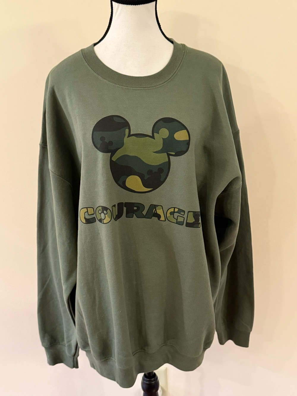 Disney Parka Camo Mickey 'Courage' Crewneck Sweater - size XL